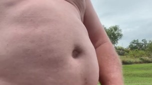Naked in the back yard wanking & Cuming