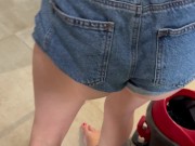 I jerk off watching my wife do the housework and I cum on her butt 12/16