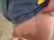 I jerk off watching my wife do the housework and I cum on her butt 15/16