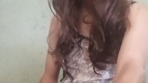 Dirty femboy sucks dildo in maid costume