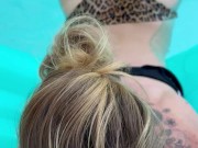 little blowjob by the pool with a little facial for my 3rd cumshot this afternoon 10/16
