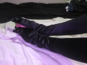 Using gloves to stroke his cock 3/16