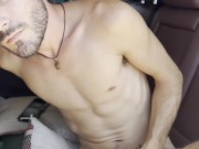 Young guy horny as fuck at beach in car 9/16