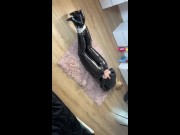 Girl in latex catsuit tied up and teased denial with vibrator 15/16