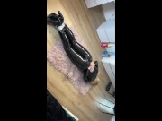 Girl in latex catsuit tied up and teased denial with vibrator 16/16