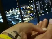 Slutty Teen Playing With Pussy -  Foot play on the balcony (Juicy-lousie) 11/16