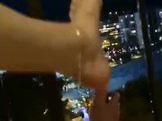 Slutty Teen Playing With Pussy -  Foot play on the balcony (Juicy-lousie) 14/16