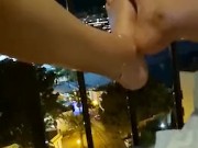 Slutty Teen Playing With Pussy -  Foot play on the balcony (Juicy-lousie) 8/16