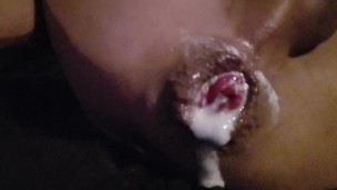 Cum dump pushes out 4th load