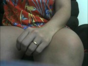 Thick legs, huge ass, shaved pussy and big natural boobs of my slutty wife 1/16