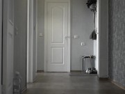 Fully naked mature BBW MILF with big saggy tits walks around the apartment. 3/16