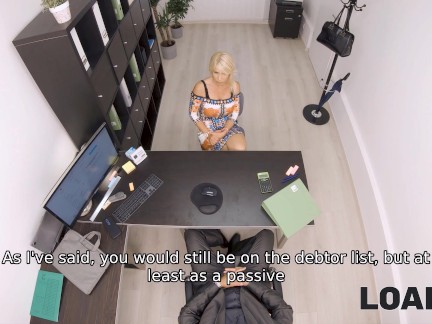 LOAN4K. Fucking on the desk helps blue-eyed MILF get a new mortgage loan