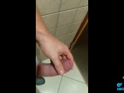 tight foreskin fun, cock ring in a public bathroom phimosis cock 11/16