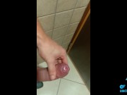 tight foreskin fun, cock ring in a public bathroom phimosis cock 13/16