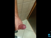 tight foreskin fun, cock ring in a public bathroom phimosis cock 3/16