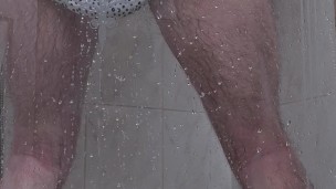 Shower enema through panties