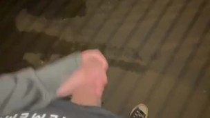 Exhib twink jerks off by highway