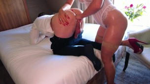 Mistress milking slave cock