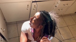 This hot school girl came over to visit my daughter but found she love to suck big black cocks