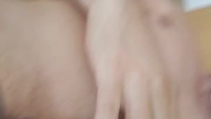 horny man constricts his penis with cable and cums at the same time