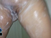 I take a shower and when I touch myself I end up masturbating and inserting a big white penis.
