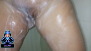 I take a shower and when I touch myself I end up masturbating and inserting a big white penis.