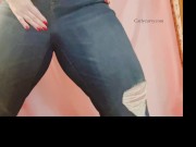 Booty shorts, jeans, and stuff teasing! Riding a pillow and pussy rubbing! 1/16
