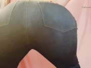 Booty shorts, jeans, and stuff teasing! Riding a pillow and pussy rubbing! 2/16