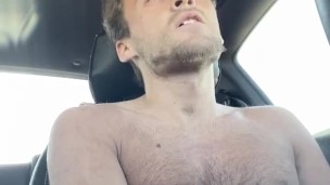 Hot College Guy Cumming in Car