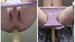 Birthing 18 inches of a double ended dildo 3 of 5