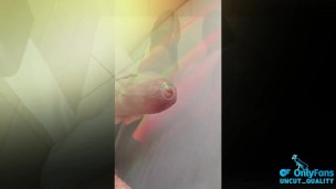 slow foreskin play on an white large uncut cock