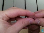 slow foreskin play on an uncut tight cock! 4/16