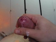 precum on wet uncut tight foreskin 15/16