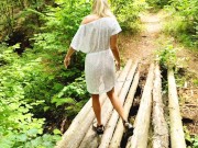 Married MILF lagged behind the tourist group and was fucked right on the forest path. 1/16