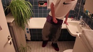 Young guy peeing himself