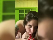 blonde girl cumming with her dildo 1/16