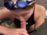 競泳水着で水中フェラをしてしまう変態彼女♡ cum in mouth blowjob underwater 11/16