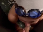 競泳水着で水中フェラをしてしまう変態彼女♡ cum in mouth blowjob underwater 8/16