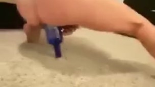 Vodka bottle pussy destruction. Wide end first!