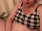 Egirl plays with her pussy