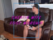 foot worship cheating wife cuckold husband smells feet makes him lick her foot rub all over face 2/16