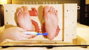 Getting my Feet Locked in Stocks, Oiled and Tickled