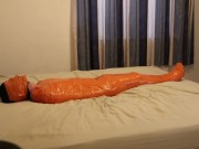 Femdom goddes plays with mummified chastity sissy slave 12/16