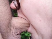 Swallowing my gardener's seed in the backyard UNCUT DEEPTHROAT 2/16