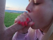 Blowjob in nature at sunset