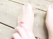 Nylons, feet, and rain sounds outside! 1/16