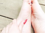 Nylons, feet, and rain sounds outside! 10/16