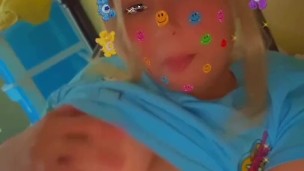 Egirl plays with her big boobs