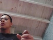 College student takes ALL THE CUM in his room while his classmates are outside! 11/16