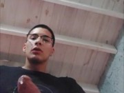 College student takes ALL THE CUM in his room while his classmates are outside! 15/16